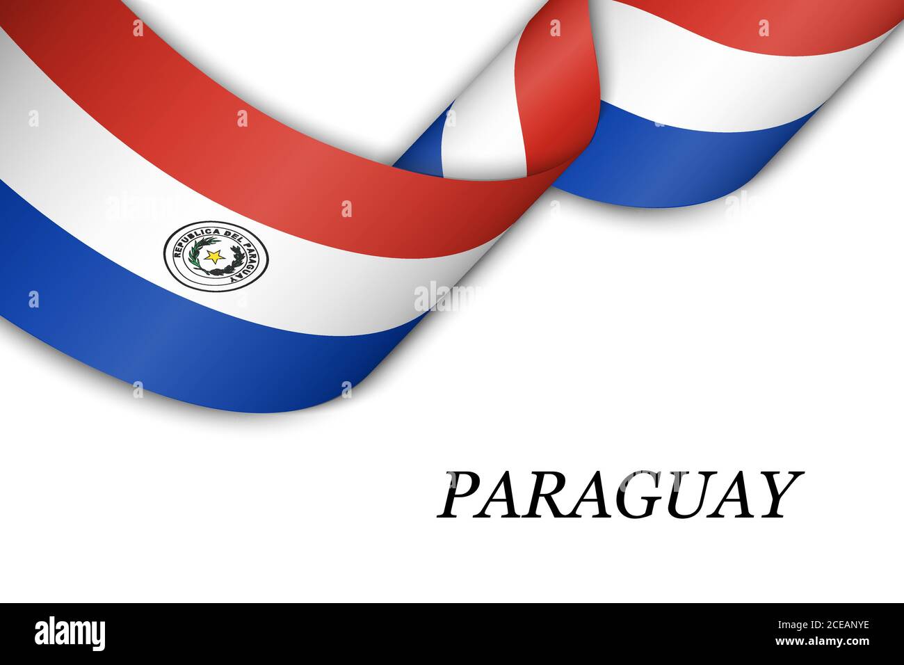 Nastro ondulato o banner con bandiera del Paraguay Illustrazione Vettoriale