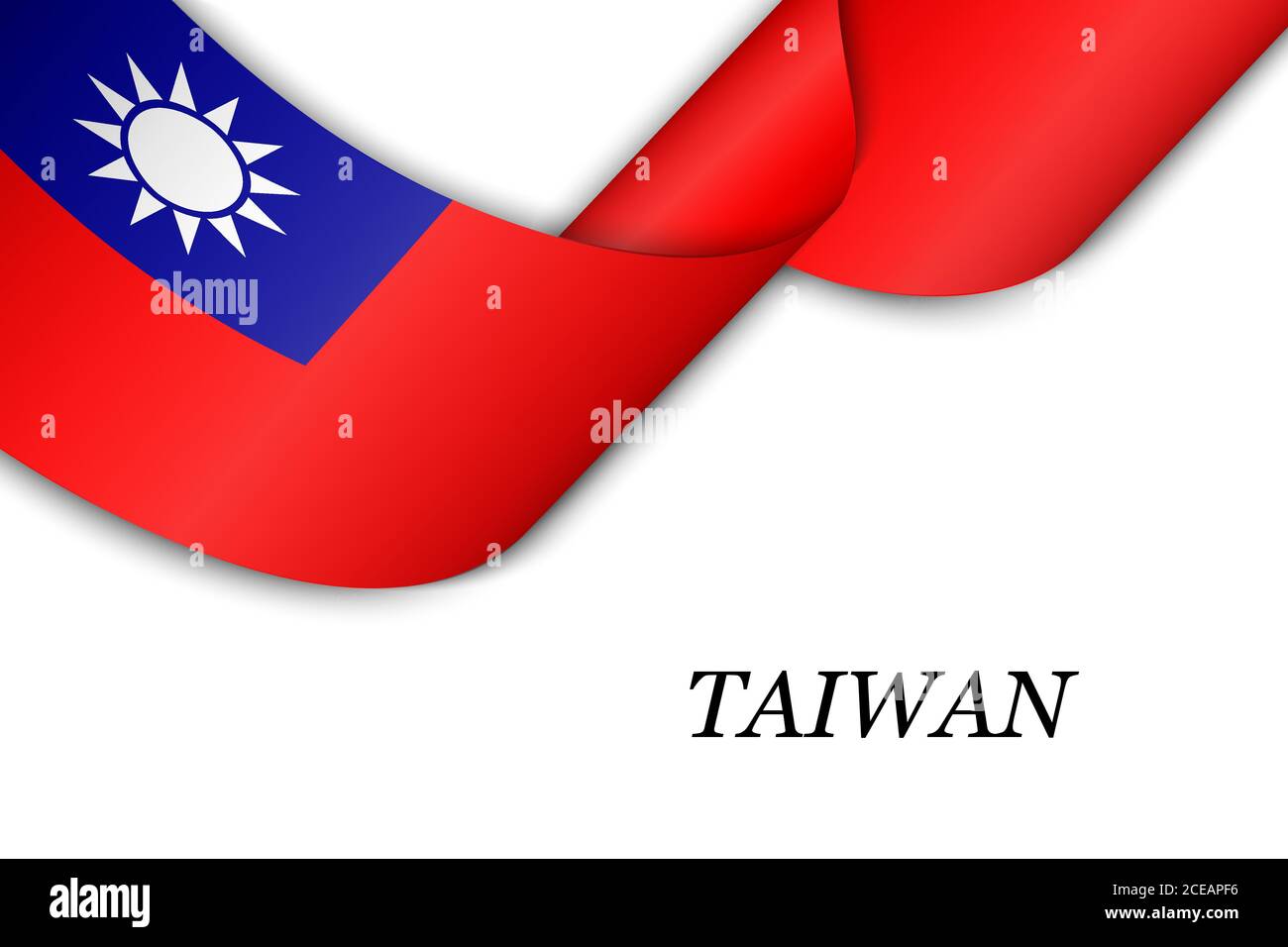 Nastro ondulato o banner con bandiera di Taiwan Illustrazione Vettoriale