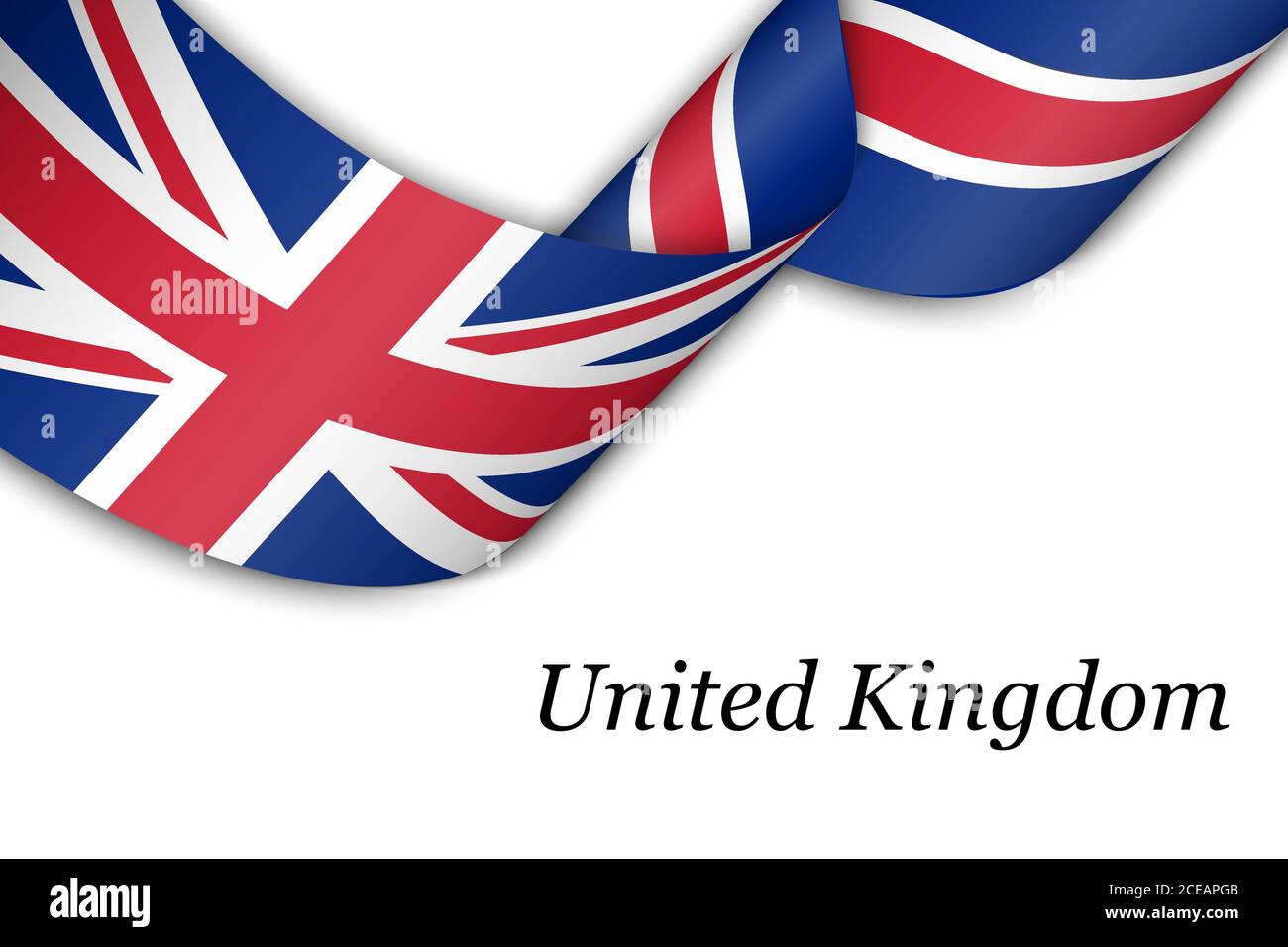 Nastro ondulato o banner con bandiera del Regno Unito Illustrazione Vettoriale