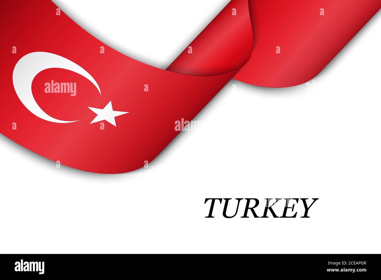 Nastro ondulato o banner con bandiera di Turchia Illustrazione Vettoriale