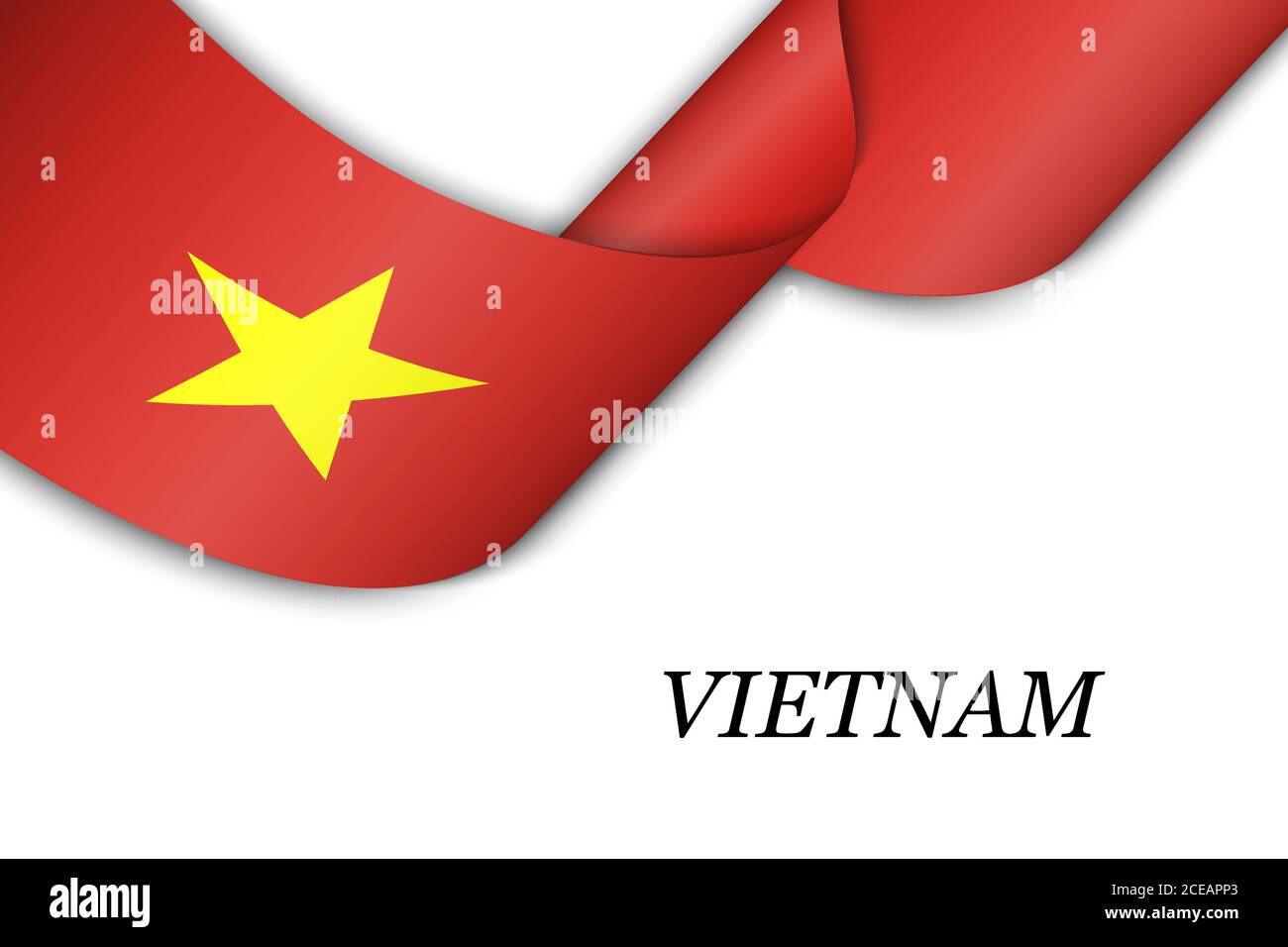 Nastro ondulato o banner con bandiera del Vietnam Illustrazione Vettoriale