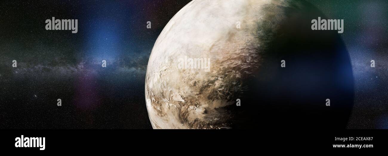 Congelati pianeta alieno, exoplanet covert in ghiaccio e neve Foto Stock