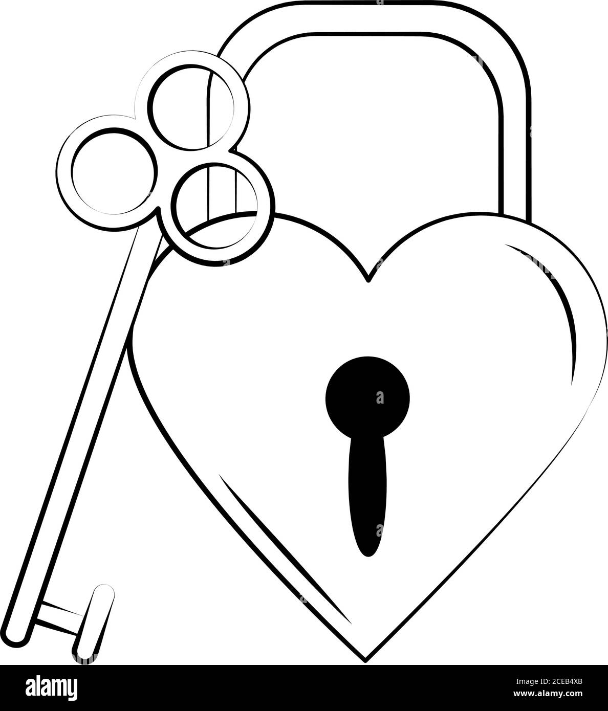 tatuaggio minimalista boho a forma di lucchetto cuore e chiave di linea  arte icona su sfondo bianco illustrazione vettoriale Immagine e Vettoriale  - Alamy