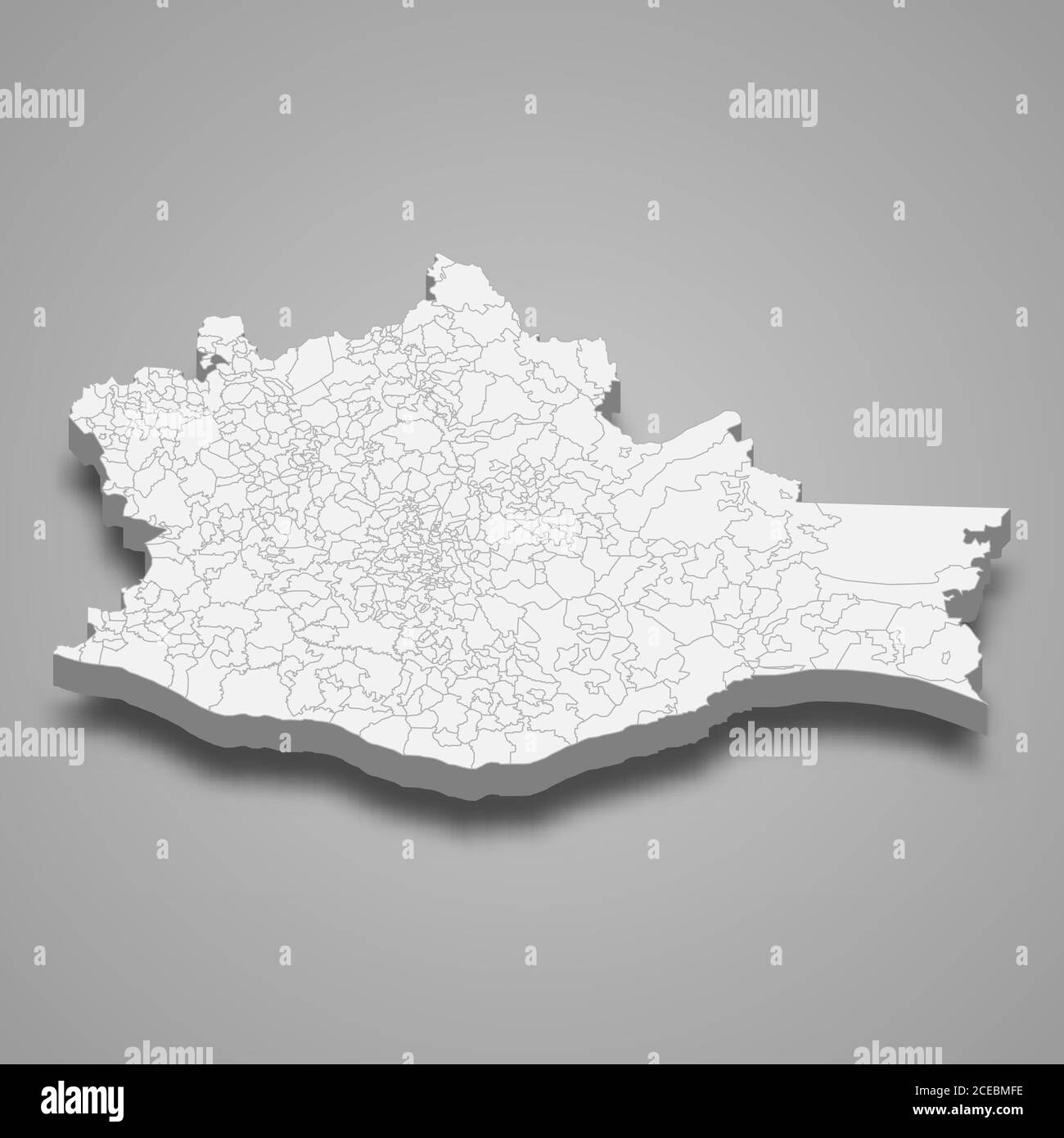 la mappa 3d di Oaxaca è uno stato del Messico, Illustrazione Vettoriale