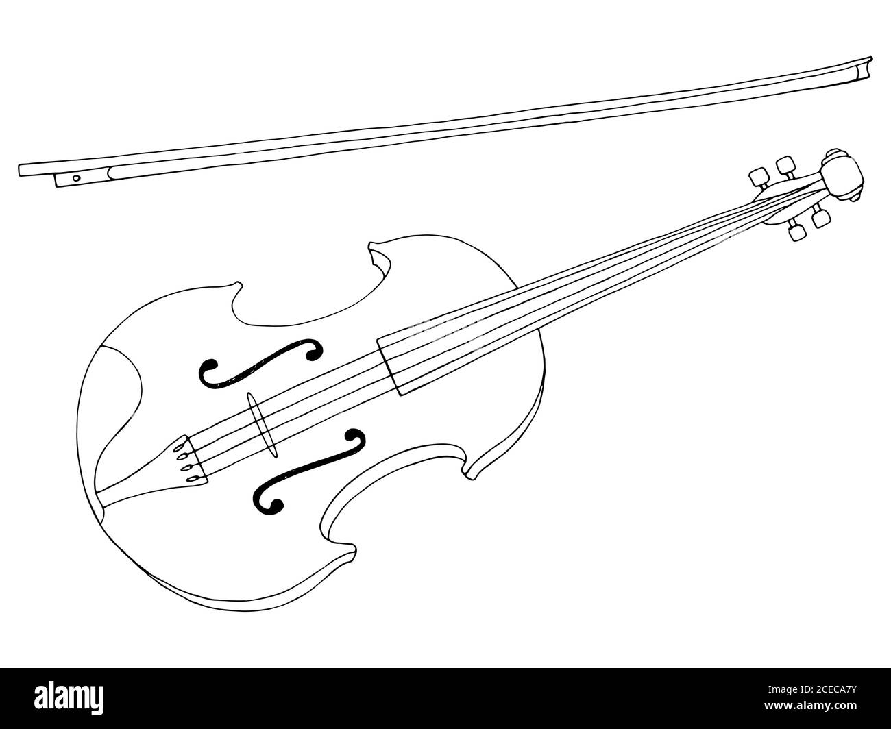 Violino strumento musicale grafico nero bianco isolato disegno vettore Illustrazione Vettoriale
