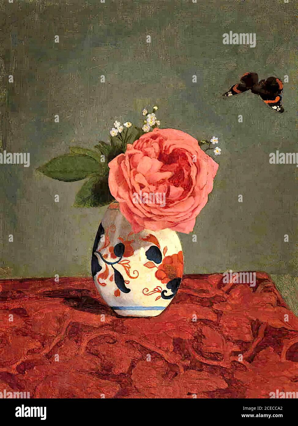 Caillebotte Gustave - Giardino Rosa e Blu Forget-Me-Nots in un Vaso - Scuola Francese - 19 ° secolo Foto Stock