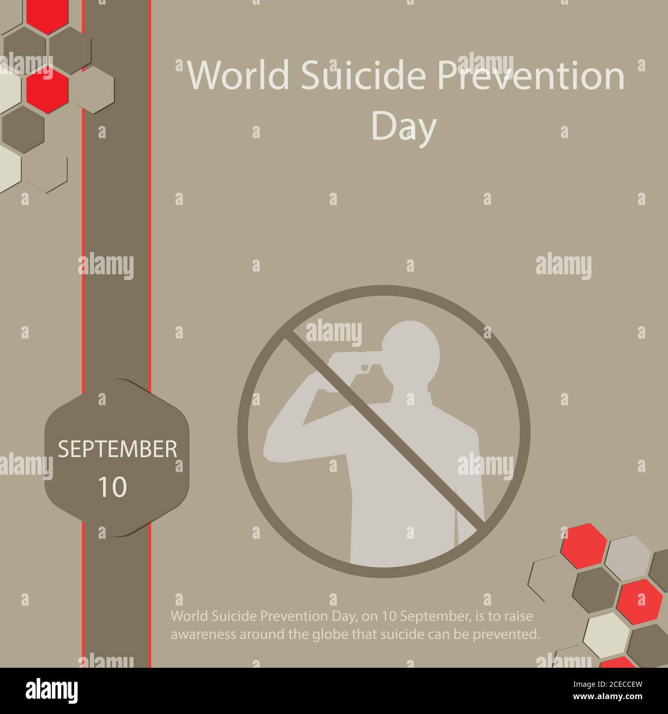 La Giornata mondiale per la prevenzione del suicidio, il 10 settembre, è quella di sensibilizzare tutto il mondo sul fatto che il suicidio può essere evitato. Illustrazione Vettoriale