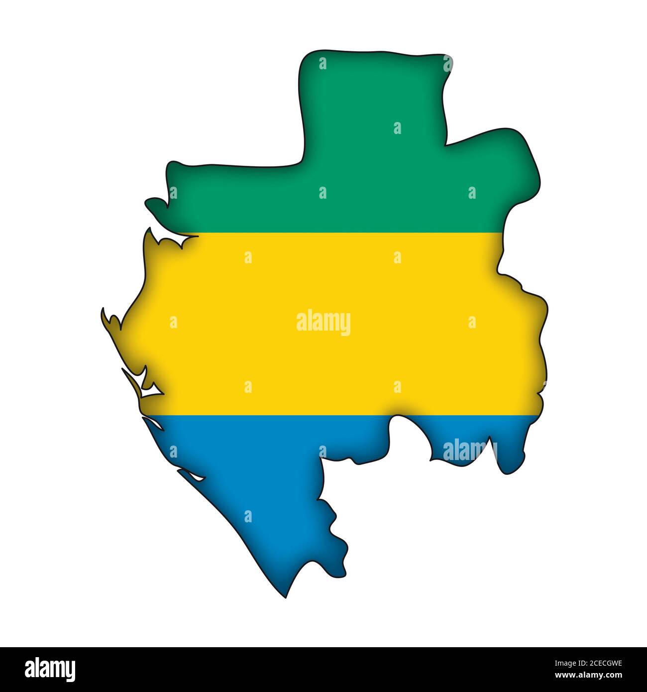 Bandiera della mappa del Gabon Foto Stock