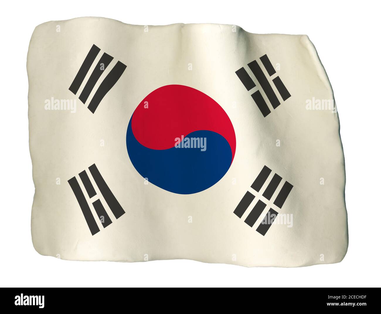 Corea del Sud, coreana, bandiera, plastilina, plastilina, europa, Europa, europeo, geografia, grafica, illustrazione, nazione, Foto Stock