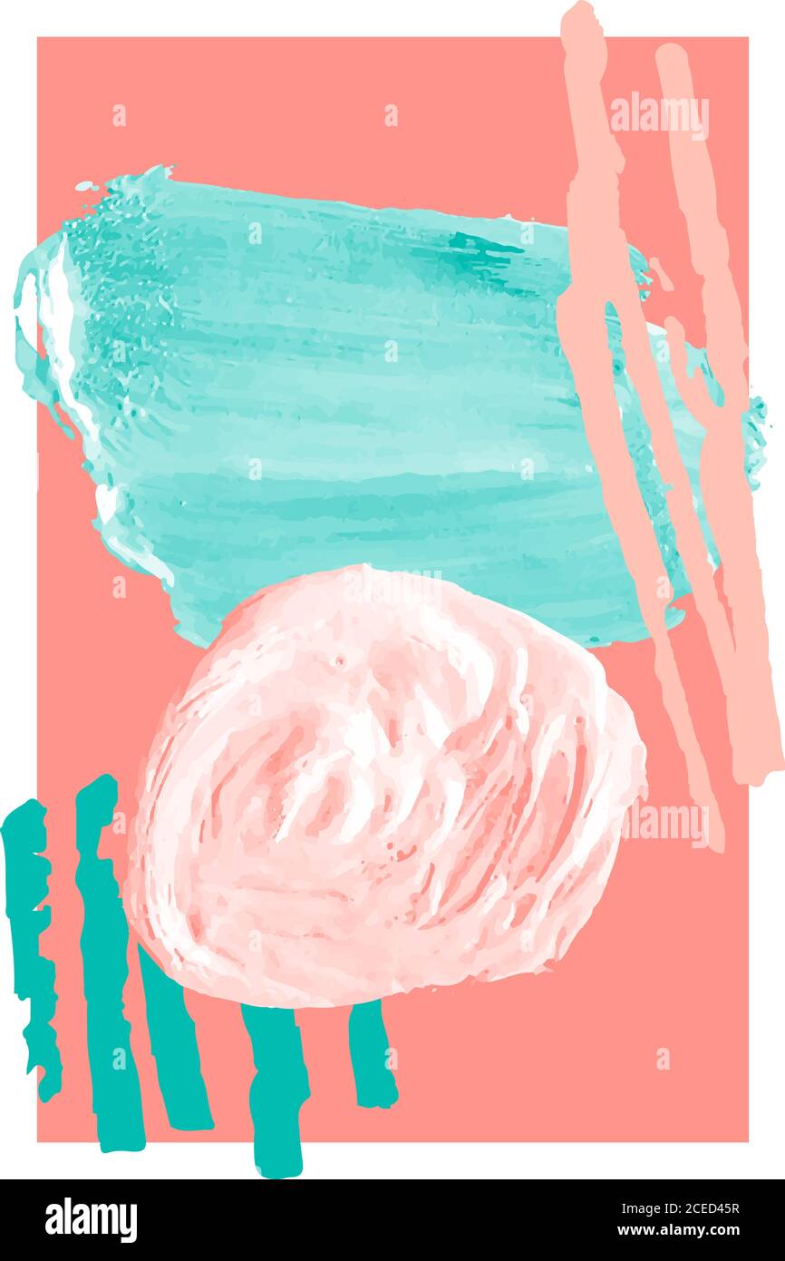 Creativo minimalista mano dipinto astratto sfondo artistico. Pittura inchiostro pennello texture forma, doodle oggetto, colorazione disegni per decorazione parete, pos Illustrazione Vettoriale