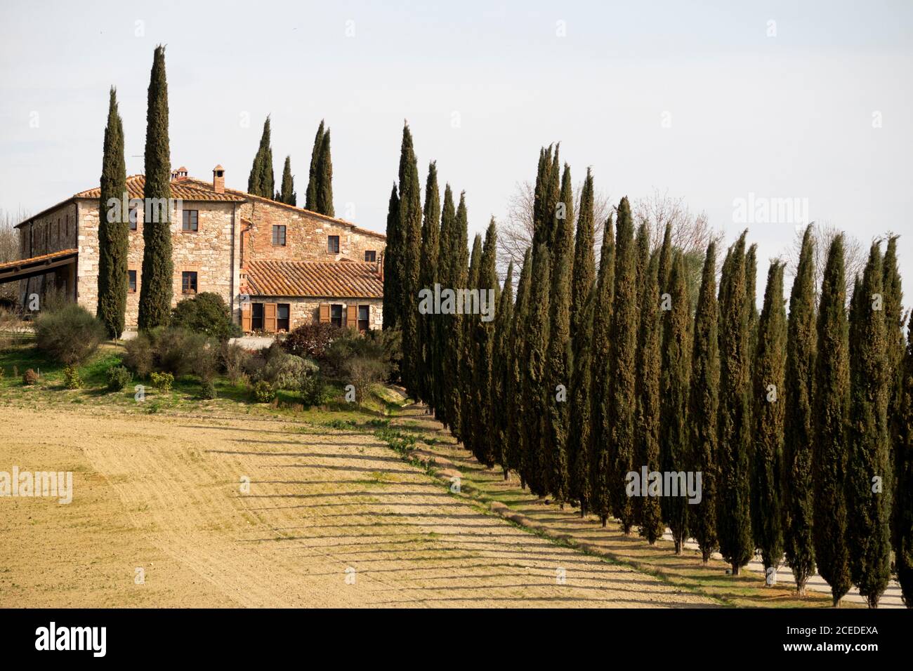 Agriturismo in Toscana centrale e paesaggio typicalc di Toscana, Italia Foto Stock
