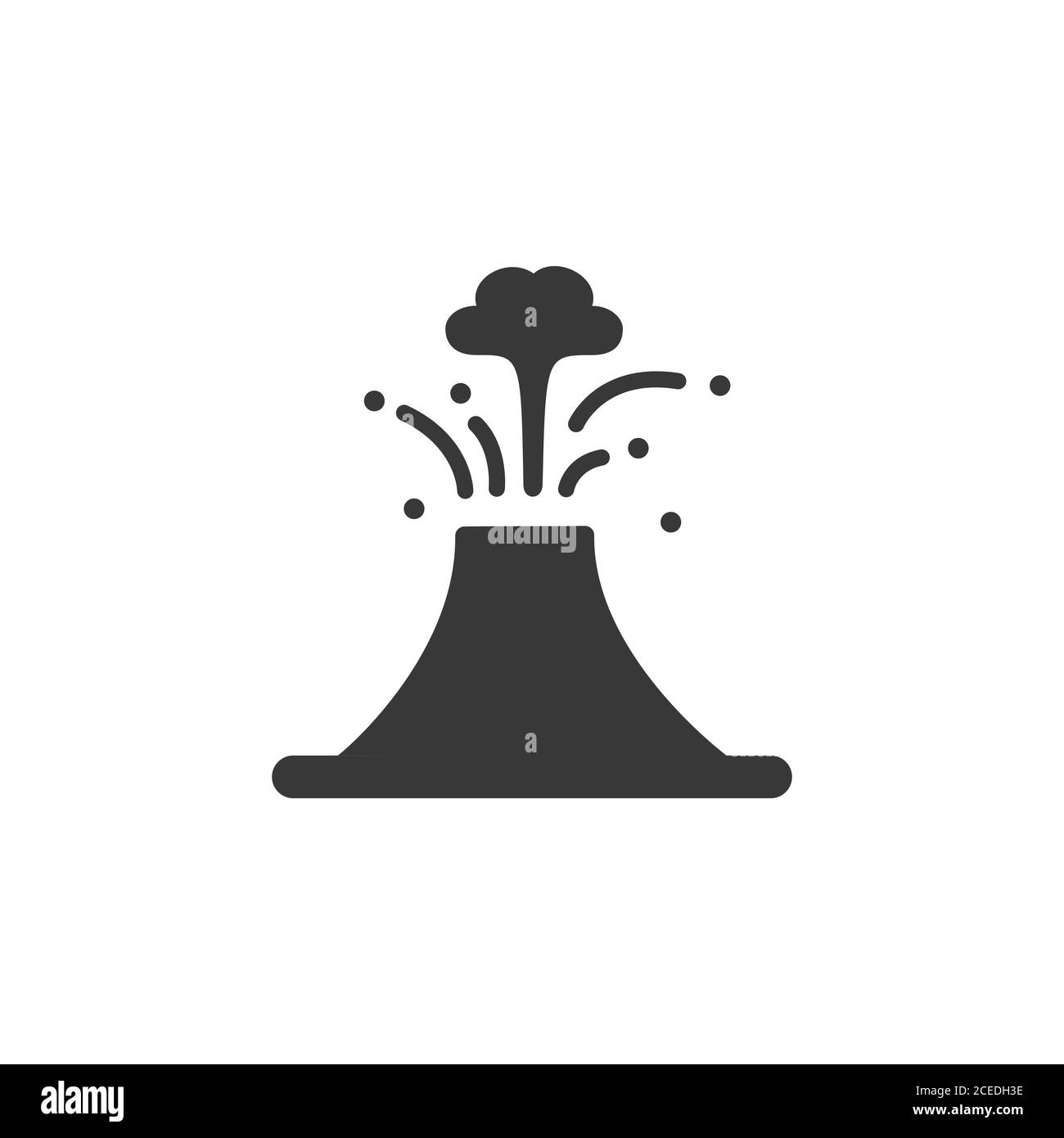 Vulcano. Icona isolata. Illustrazione del vettore glifo meteo Illustrazione Vettoriale
