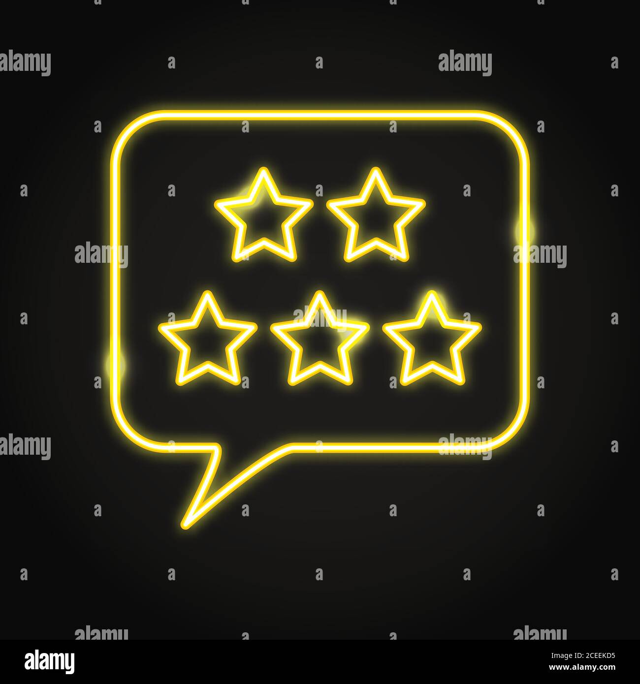 Icona di revisione del cliente in stile neon line. Simbolo del concetto di feedback dell'utente. Illustrazione vettoriale. Illustrazione Vettoriale