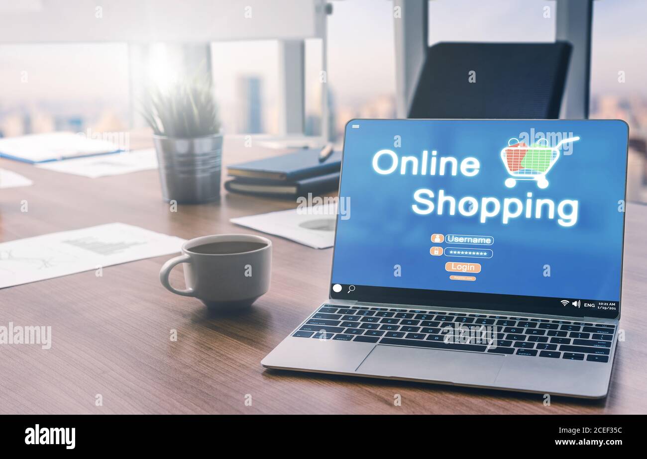 Shopping online e Internet tecnologia di denaro. Foto Stock