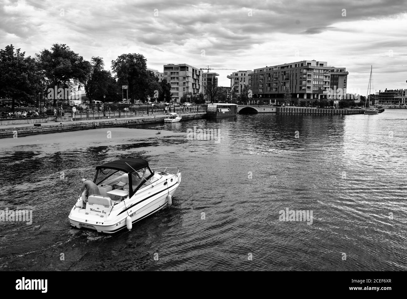 Vista sulle acque interne del porto marittimo di Danzica, Polonia. Golfo di Danzica, Mar Baltico. Foto Stock