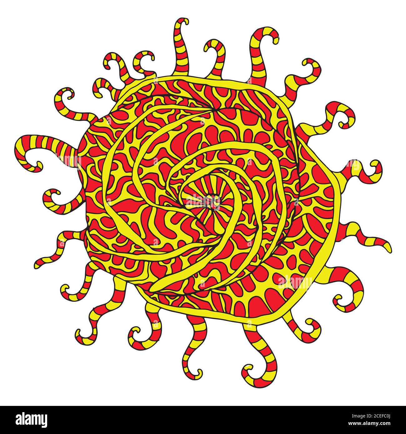 Fantastico, tropicale, fiore di colore giallo rosso, elemento isolato. Illustrazione Vettoriale