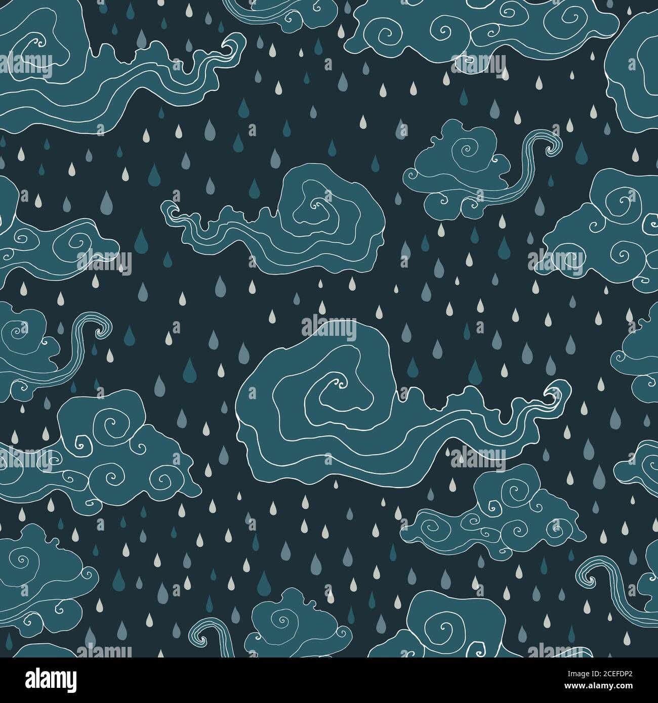 Luminoso, nuvole, nuvole, gocce di pioggia, monocromatico, grigio, colore nero Illustrazione Vettoriale