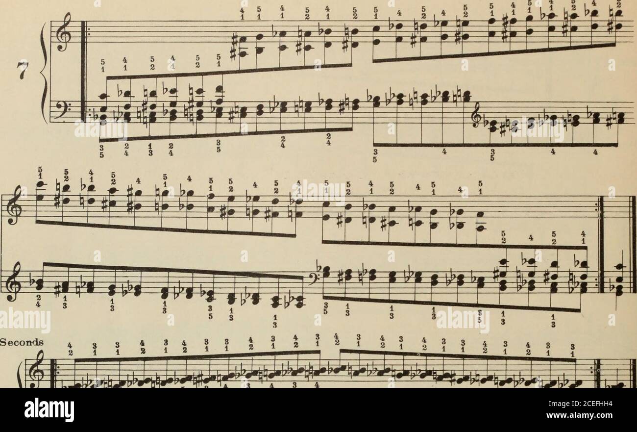 . Scuola completa di tecnica per il pianoforte : compresa flessibilità e indipendenza, scale in tutte le forme, estensione, arpeggi in tutte le forme, doppie note, ottave e accordi, trills, tremolo, glissando. 84 d bi * a. 8 BJ^dwiJ * » * III » * f s 4 : r i,c fe & fc-Htj-ftr rf ft qr r t fft if ffi 4 2 settimi diminuiti f * ° * 5 4 L1 L * L1 i § i 1 ? 5 4 ?! 9 Foto Stock