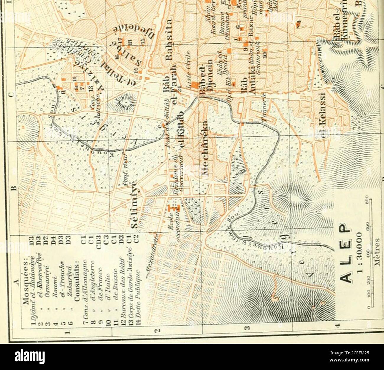 . Palästina und Syrien : die Hautroten Mesopotamiens und Babyloniens die Insel Cypern; Handbuch für Reisende, con mappe e piani. ■ 7 -^ -i •&. ? S 5 -t3 ■ ■, i st «ta J^- ^ •- ff--. ALEPPO. 46. Percorso. 347 und einem großen Steinsarge in der Mitte. Weiter im O. ein ähnlicherRaum mit Sarkophagen und Grabhöhlen. Von Kafr Lata kommt uomo in 45 min. (Von el-Bara, S. 345, direkt in3 St. 50 min.) nach Rihä (3000 Einw.), in schöner Lage am N.-Fuß desDschebel el-Arbain (S. 345), inmitten von Olivenpfianzungeu. Im NW.von Rihä erstreckt sich der Dschebel Chazredschije, der das Orontestal Be-grenz Foto Stock