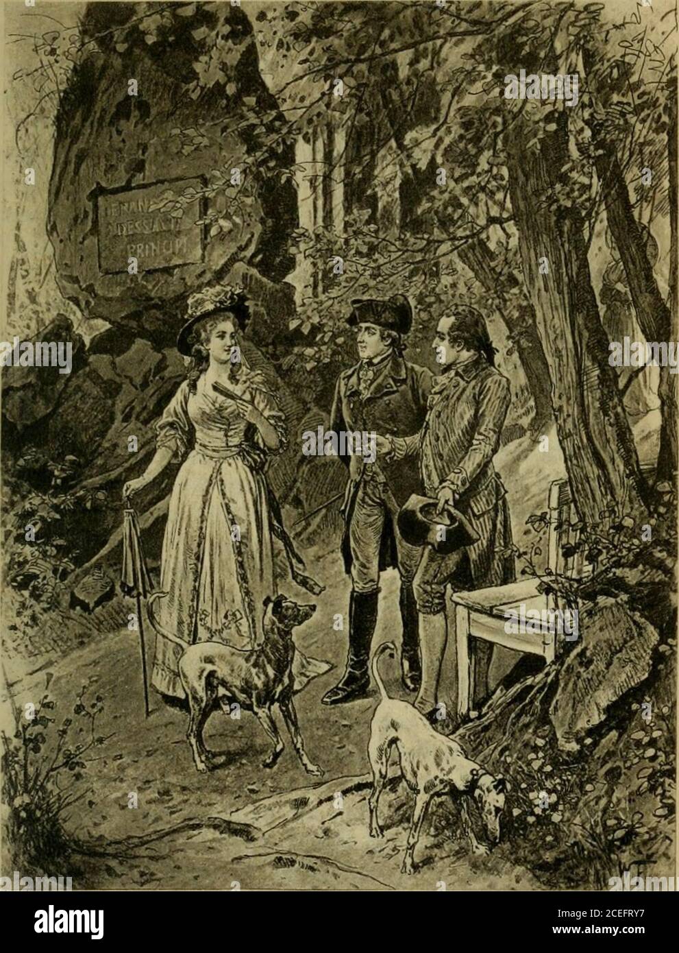 . [Le opere di Goethe]. Una tale sgrassatura che hanno abbastanza determinato ad avere una passeggiata nella foresta, da cui immagino che guarderemo con cleareyes se li vediamo venire di nuovo. Ho riso per un quarto d'ora per il mio proprio behoof; riderò mai quando penso all'aspetto che avevano. A tavola, Laertes raccontò di avventure simili: Sono arrivati in thetrack di raccontare storie ridicole, errori, trucchi anddestrous. Un giovane della loro conoscenza, fiom la città, è venuto a ghiding attraverso il bosco con un libro in hishand: Si è seduto da loro, e ha iniziato a lodare il trail a una pietra loro, ha colpito su un ) • Foto Stock