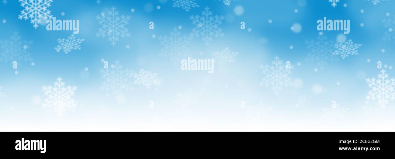 Carta di Natale sfondo modello inverno banner neve fiocchi di neve fiocchi di neve copyspace copiare lo spazio di snowing Foto Stock