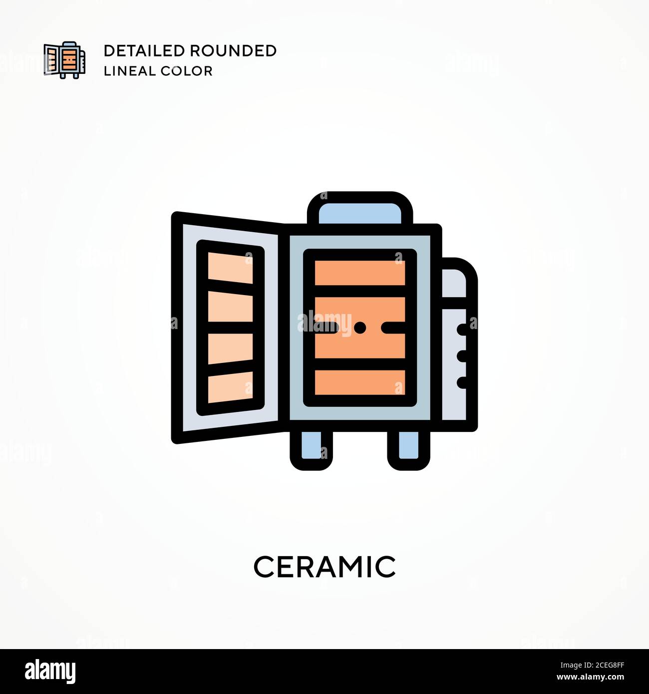 Ceramico dettaglio tondeggiante colore lineare. Concetti moderni di illustrazione vettoriale. Facile da modificare e personalizzare. Illustrazione Vettoriale