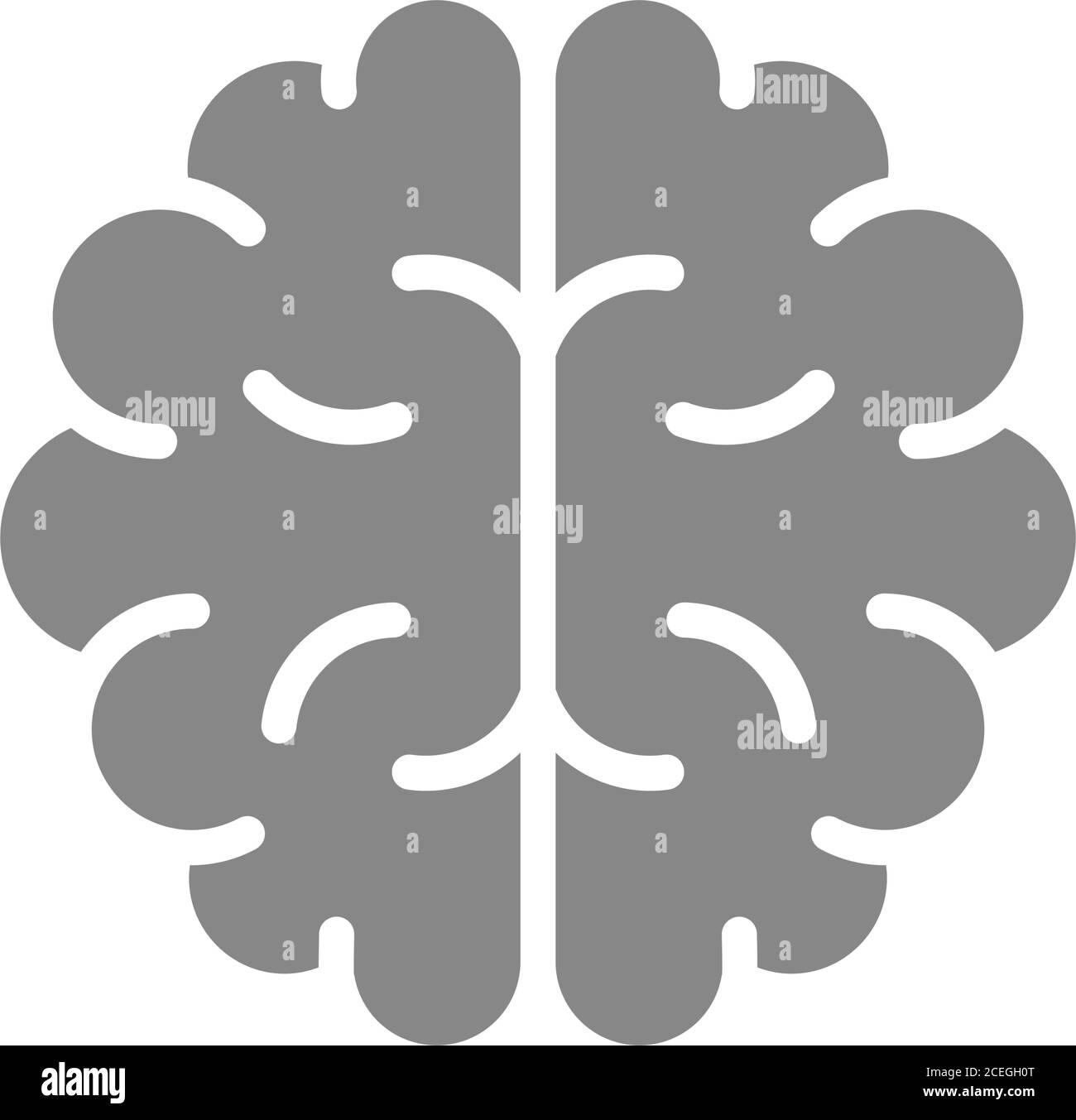 Icona grigia del cervello umano. Simbolo di organo sano Illustrazione Vettoriale