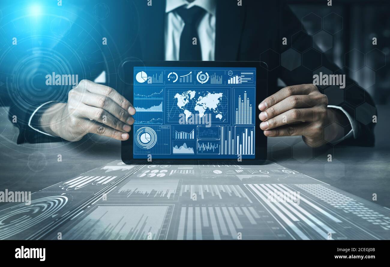 Concetto di tecnologia Big Data per il Business Finance. Foto Stock