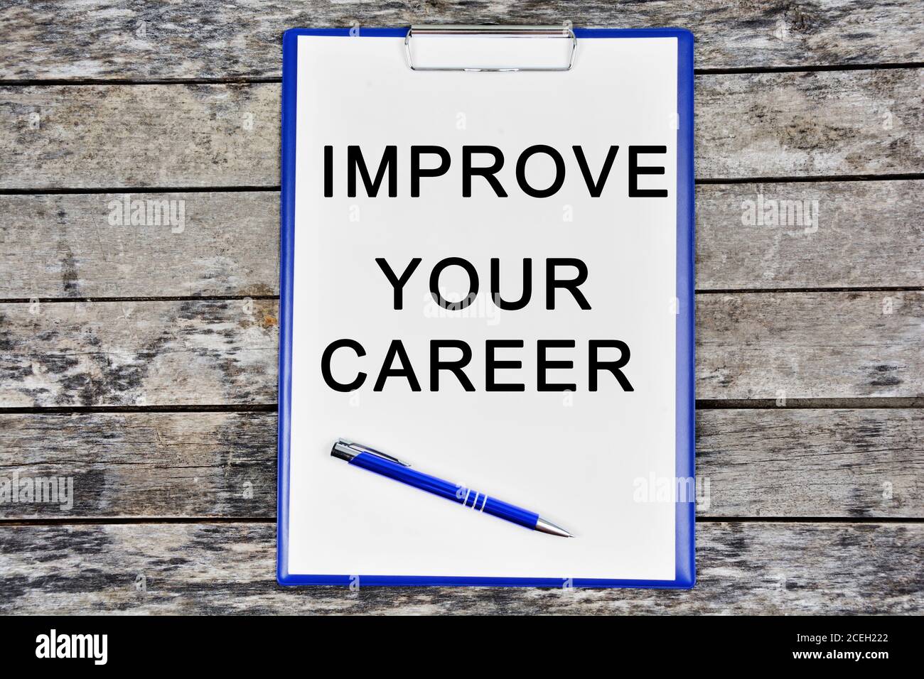 Migliora il testo della tua carriera su carta. Citazione motivazionale Foto Stock