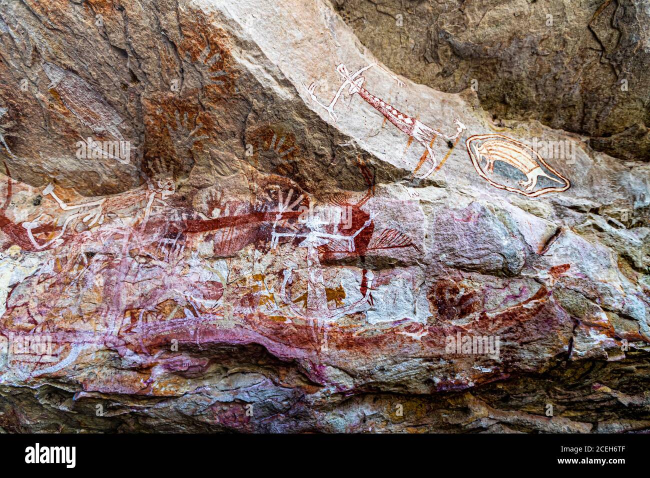 Safari Aborigeno di Pittura Rock con Sab Lord Foto Stock