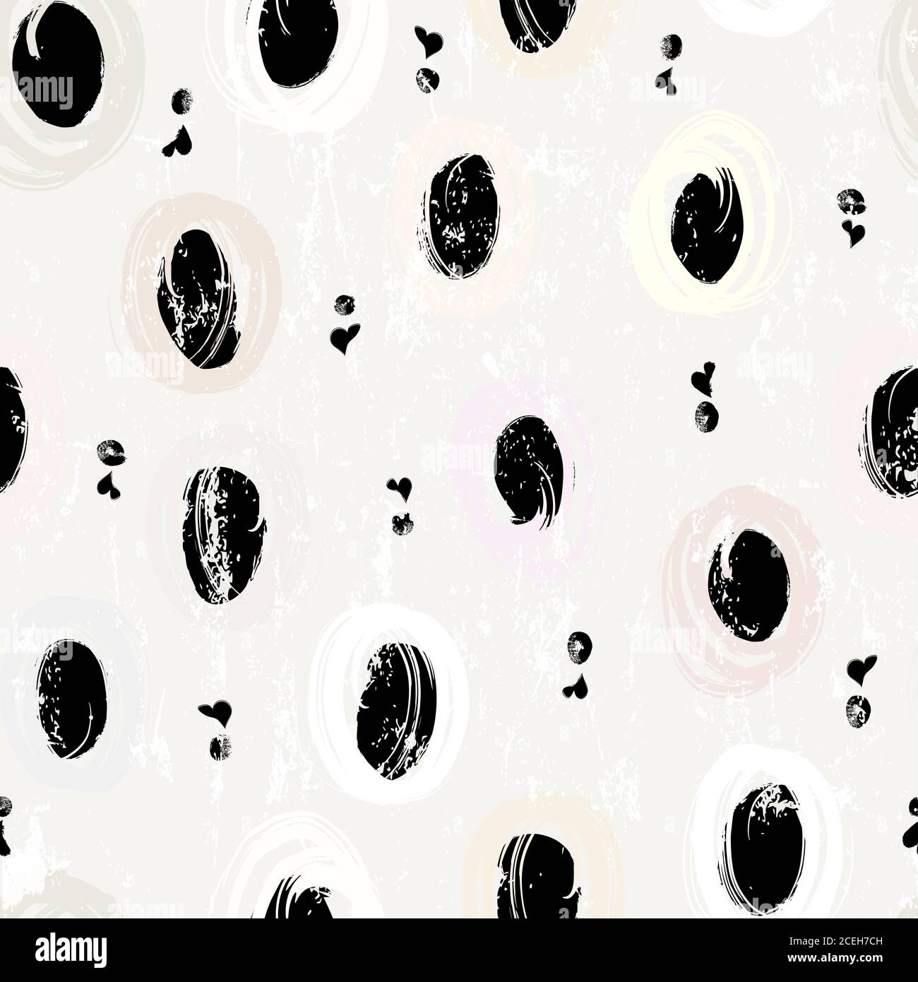 motivo di sfondo senza cuciture, con cerchi, tratti di vernice e schizzi Illustrazione Vettoriale