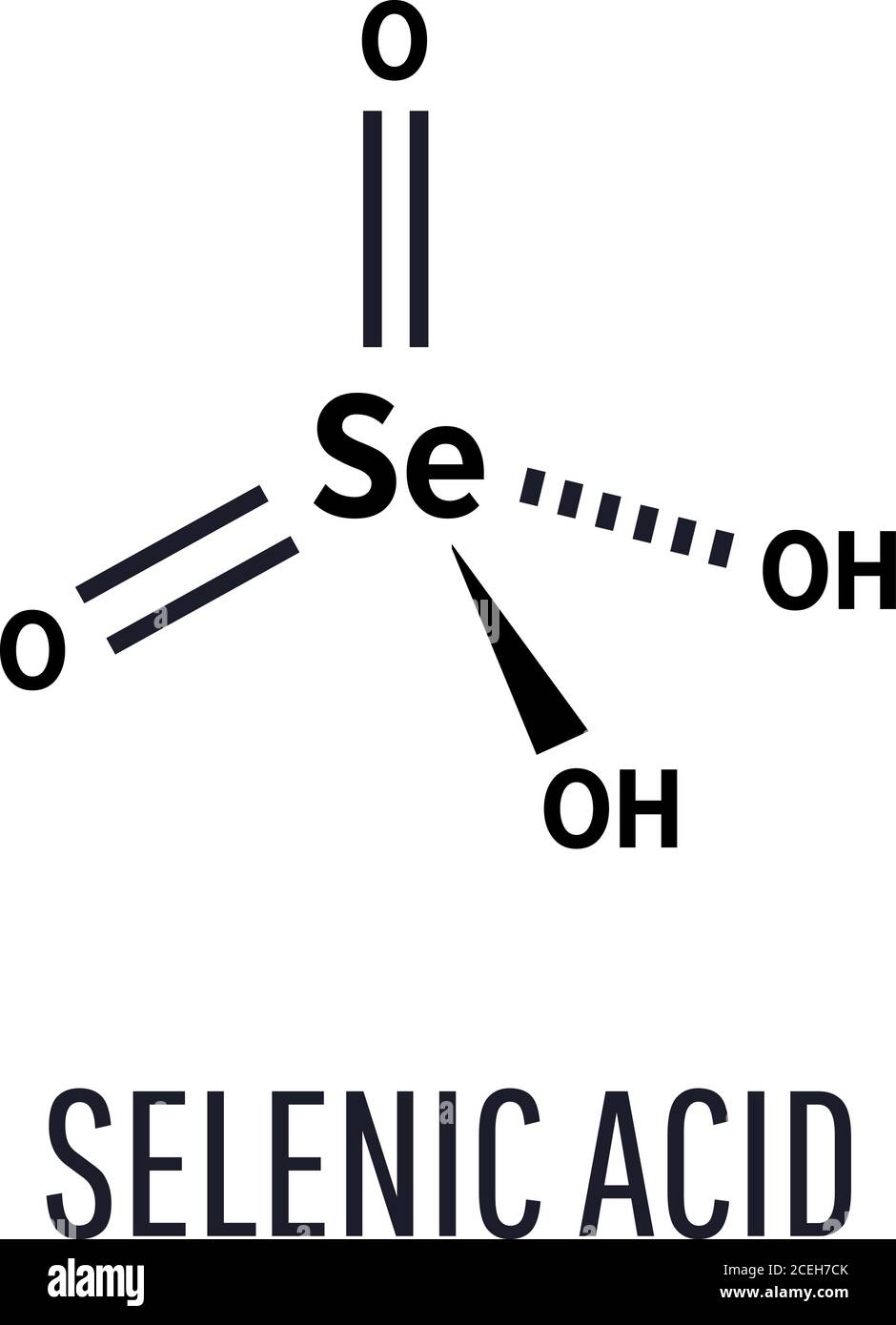 Struttura molecolare dell'acido selenico su sfondo bianco. Illustrazione vettoriale Illustrazione Vettoriale