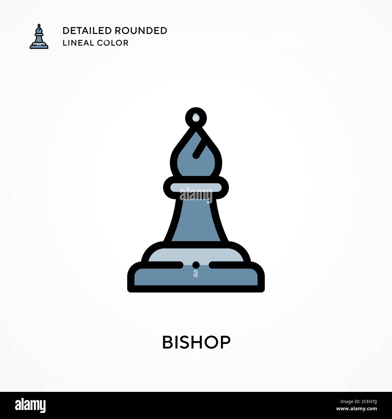 Bishop dettaglio tondeggiante colore lineare. Concetti moderni di illustrazione vettoriale. Facile da modificare e personalizzare. Illustrazione Vettoriale