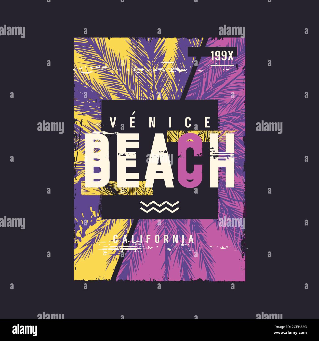 Venezia spiaggia vettoriale grafica t-shirt design, poster, stampa Illustrazione Vettoriale