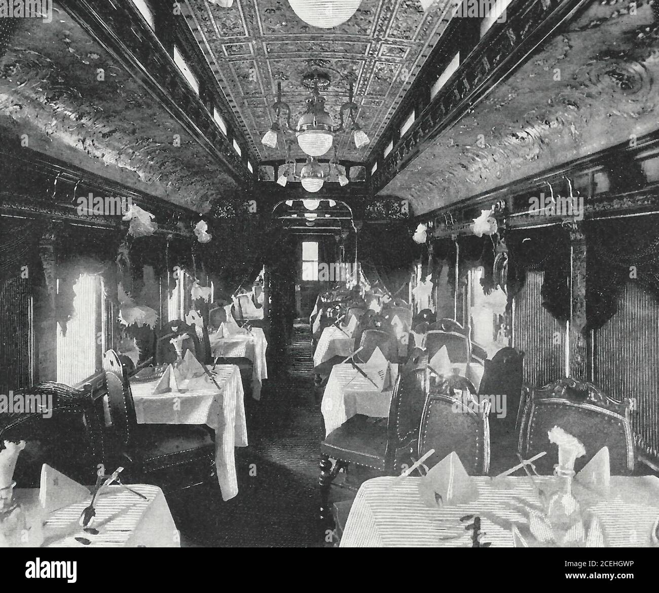 Lake Shore Limited - Wagner Dining Car - Luxury Train Travel, circa 1920 Foto Stock