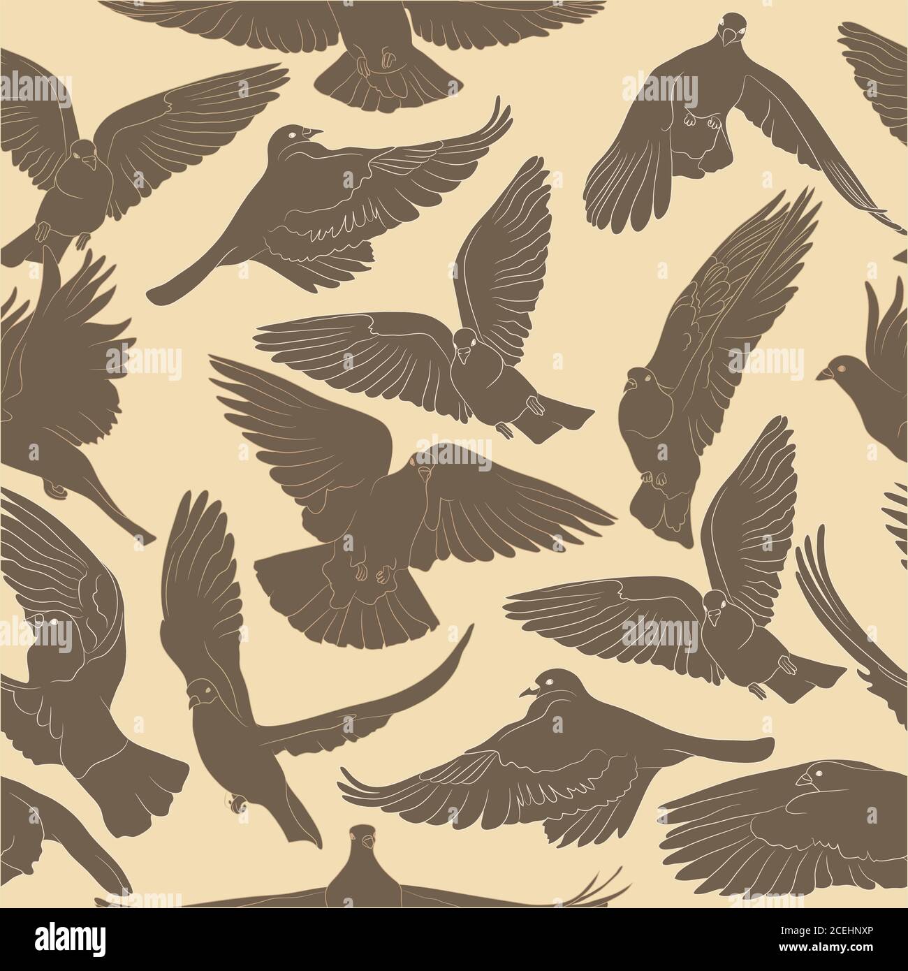 Volo uccelli senza cuciture modello. Sfondo vettoriale Illustrazione Vettoriale