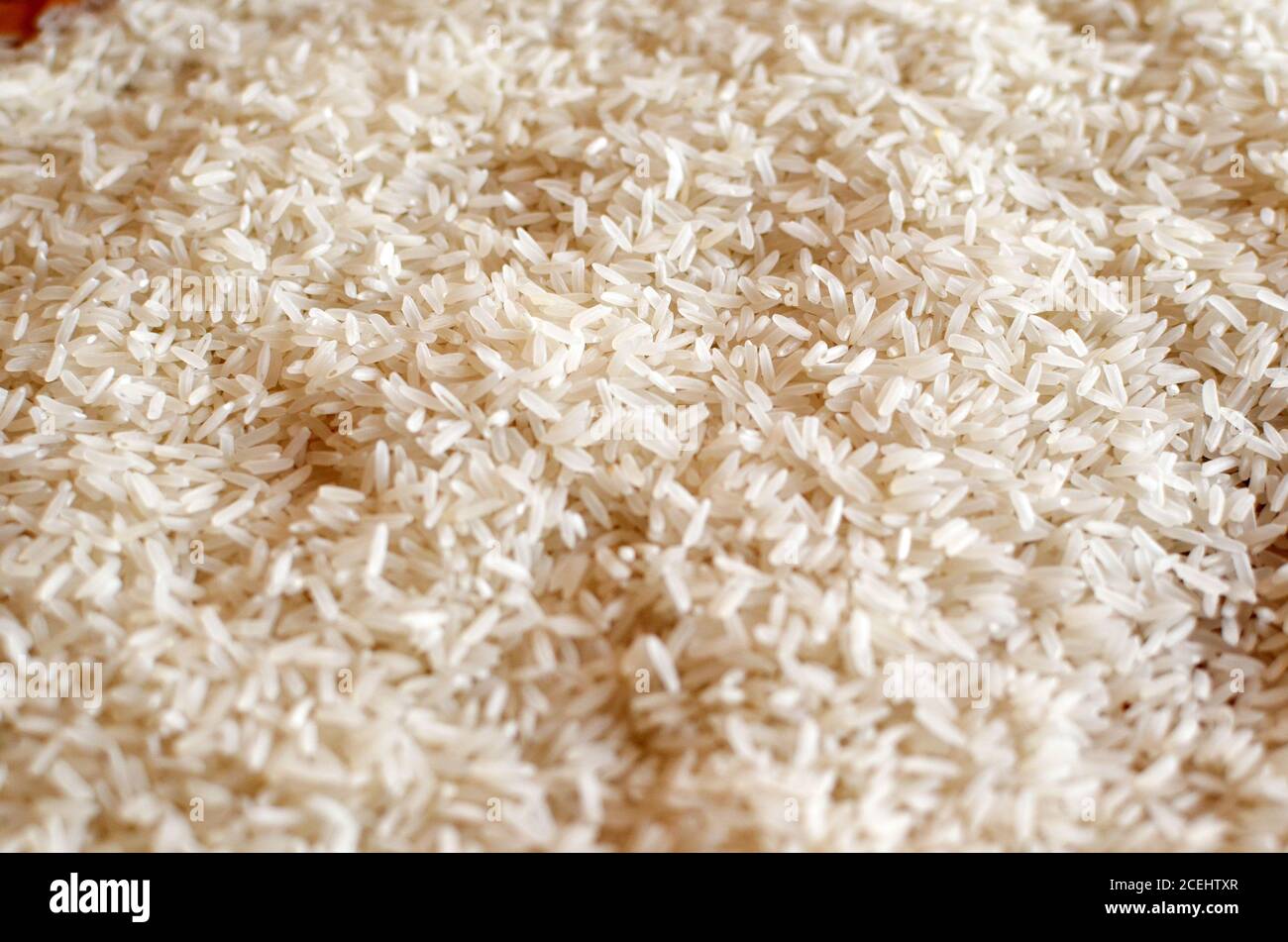 Riso bianco asiatico non cotti o grano di riso bianco lungo come sfondo Foto Stock