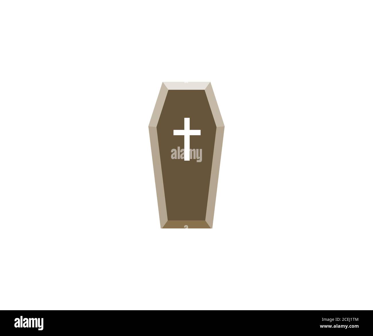Coffin, morte, funerale, icona halloween. Illustrazione vettoriale, design piatto. Illustrazione Vettoriale
