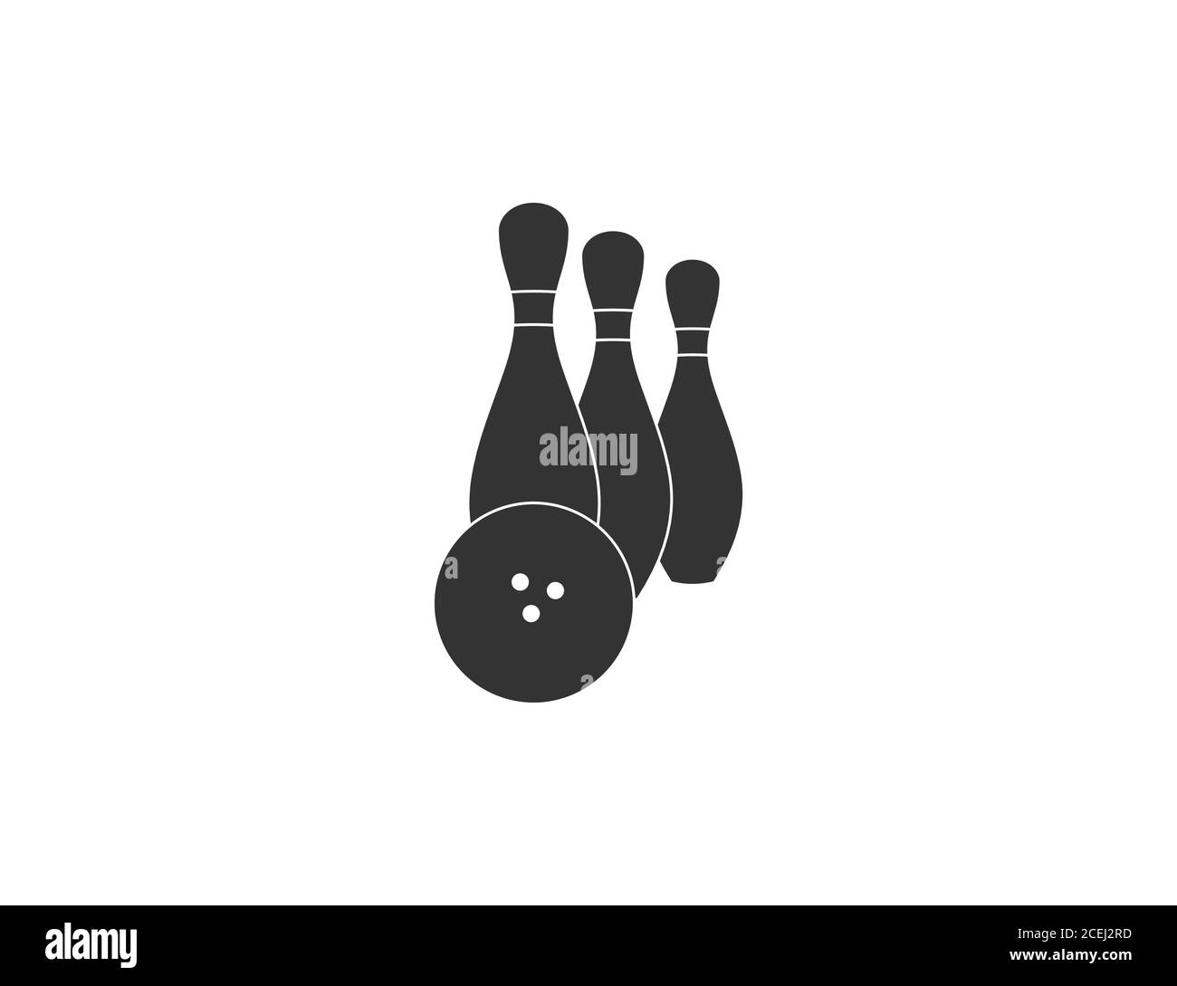 Bowling, gioco, icona di sciopero. Illustrazione vettoriale, design piatto. Illustrazione Vettoriale