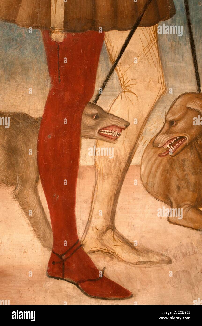 Curioso dettaglio di un affresco all'interno della cattedrale di Santa Maria Assunta (Atri, Teramo. Italia) Foto Stock