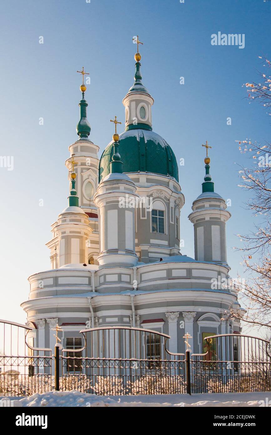 L'attuale Cattedrale di Santa Caterina. Kingisepp di Leningrado oblast, Russia neve inverno Foto Stock