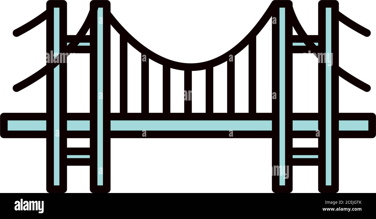 icona del ponte sul bosforo su sfondo bianco, stile linea e riempimento, illustrazione vettoriale Illustrazione Vettoriale