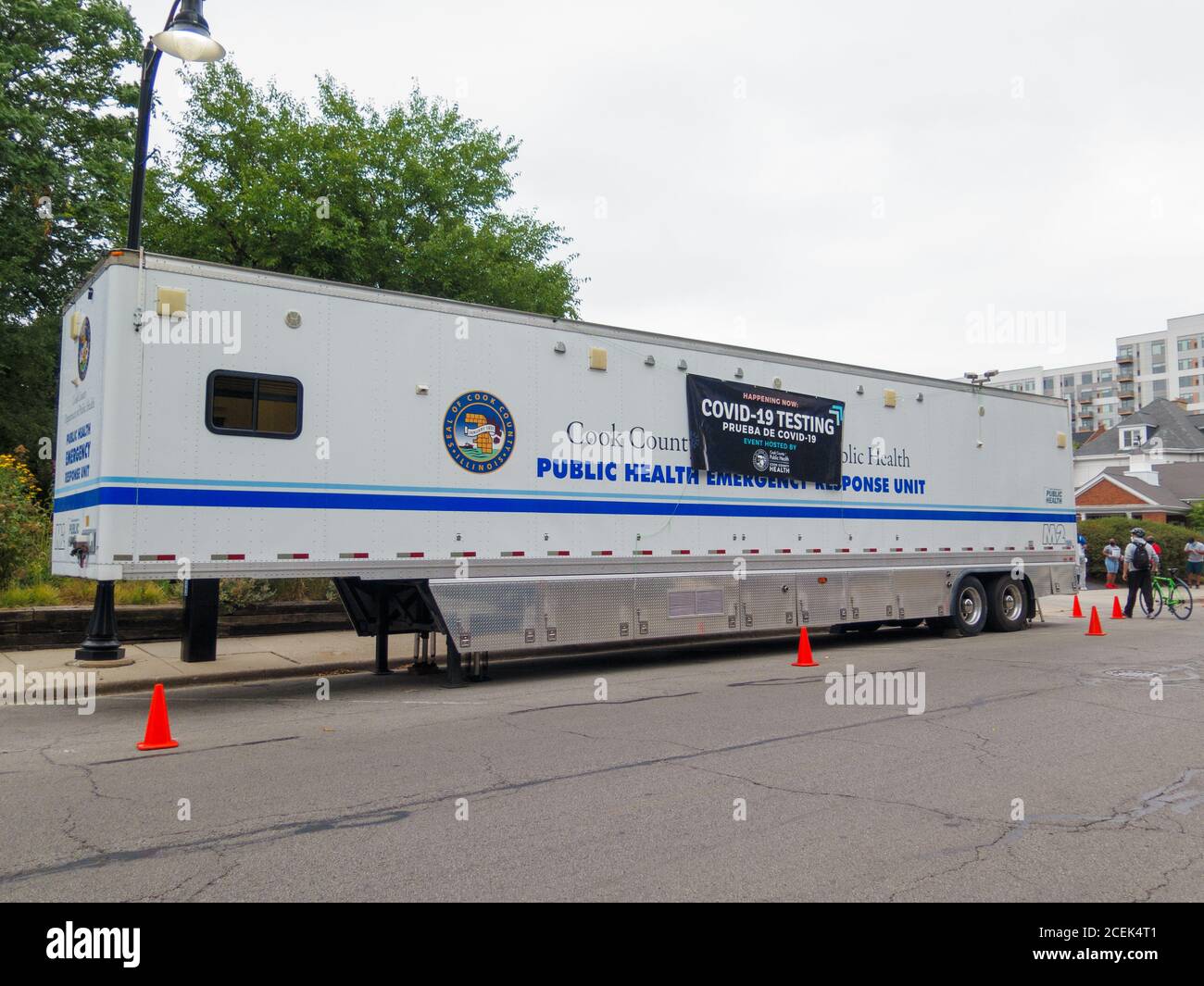 Cook County Department of Public Health COViD-19 sito di test. Oak Park, Illinois. Foto Stock