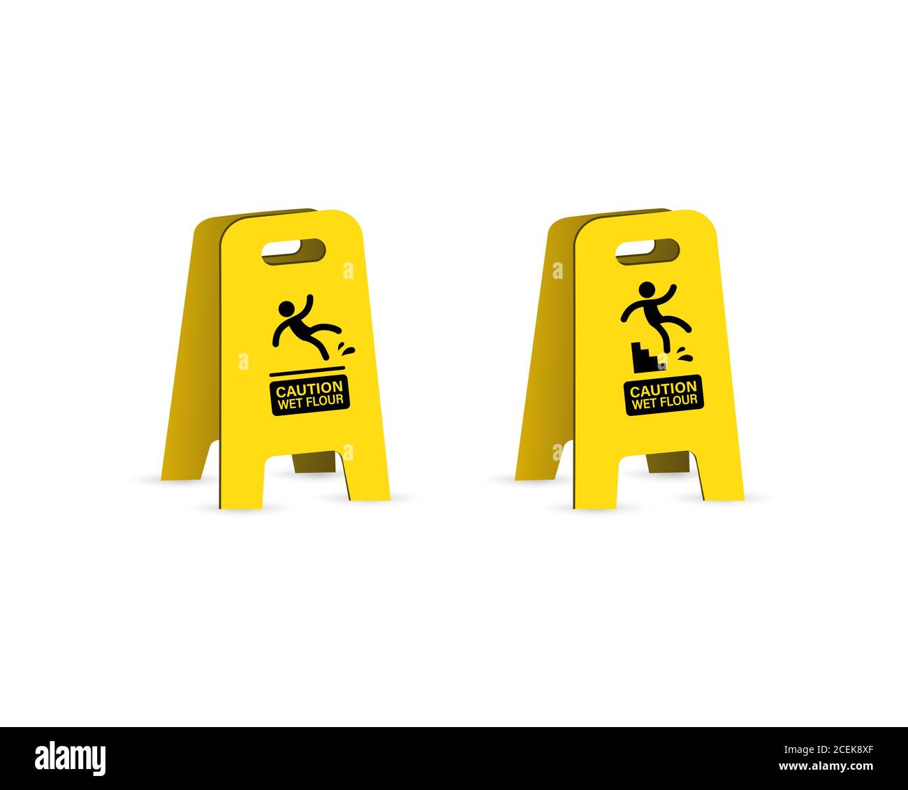 Segnale di avvertenza pavimento bagnato sdrucciolevole. Icona pericolo di caduta. Vettore su sfondo bianco isolato. EPS 10 Illustrazione Vettoriale