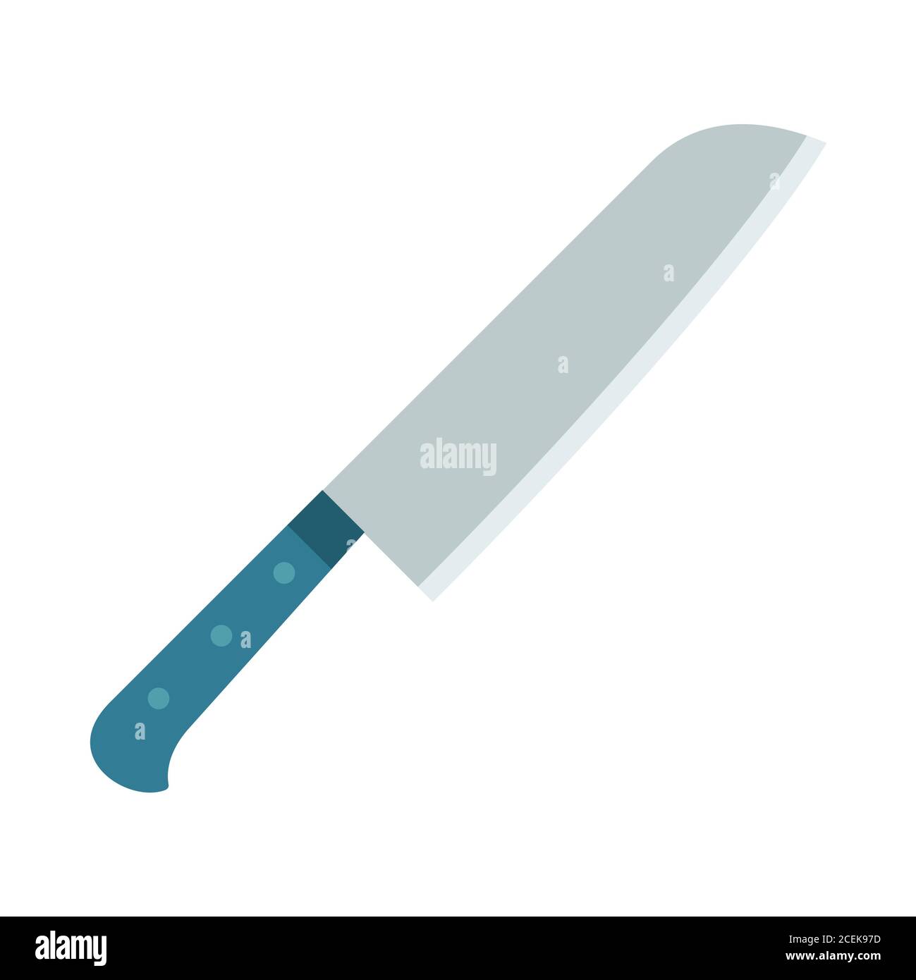 Illustrazione vettoriale del coltello santoku, utile per tritare la carne, icona vettoriale piatta trinciatrice Illustrazione Vettoriale