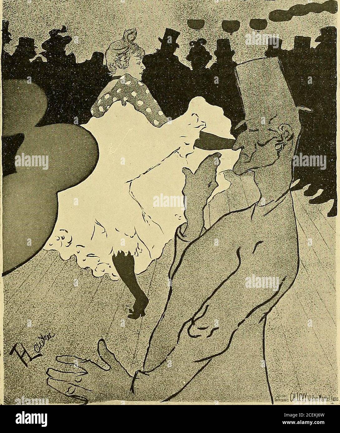 . Le peintre-graveur illustré : (xix et xx siècles). 339. - MOULIN-ROUGE (la goulue) (H. i,yoo milim, L. i^jsoo) OUÙN ROUGE Râi . I lonq o^tvfl?^. M^ TOUS Les SOIRS OOU LU K. (1&91) i Etat. Celui reproduit. Eli outre de la lettre du H., on lit vers le B. : Tous les soirs. Moulin Rouge. Les Mercredis etSamedis. BAL MASQUÉ. Cette affiche en deux feuilles et qui, pour être complète, doit comprendre une bande contenant unepartie de la lettre du haut, a été exposée à Reims en 1896 (à lExposition Internationale dAffiches), puisreproduite à diverses reprises ; notons ici, parmi riproduzioni Foto Stock