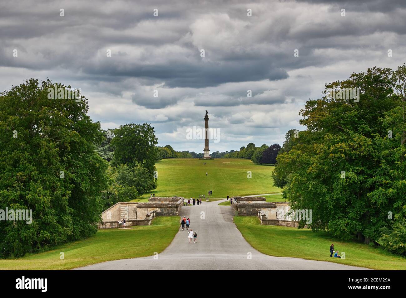 La colonna della Vittoria nei terreni del Palazzo di Blenheim Foto Stock