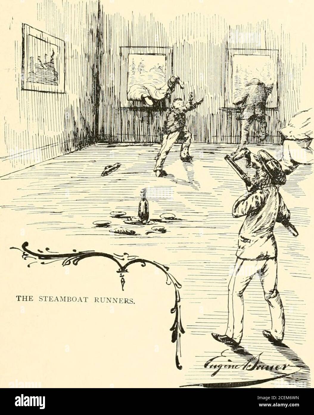 . Gli Argonauti della California, essendo le reminiscenze di scene e incidenti che si sono verificati in California nei primi giorni delle miniere;. Hangtown per guidarli fuori, entrambi. Ma proprio in questa crisi è successo che il Colon. Rogers, recentemente eletto sceriffo, si è recato in città, ed è stato messo a conoscenza dei problemi, e ha chiesto dal giudice di sollevare un posto per scovare gli intrusi. Lo sceriffo ha osservato che avrebbe seguito subito la piccola vicenda, ma che si è considerato posseabbastanza per l'azienda. Al suo arrivo a casa fondò la porta, e su richiesta ammissione egli wa Foto Stock