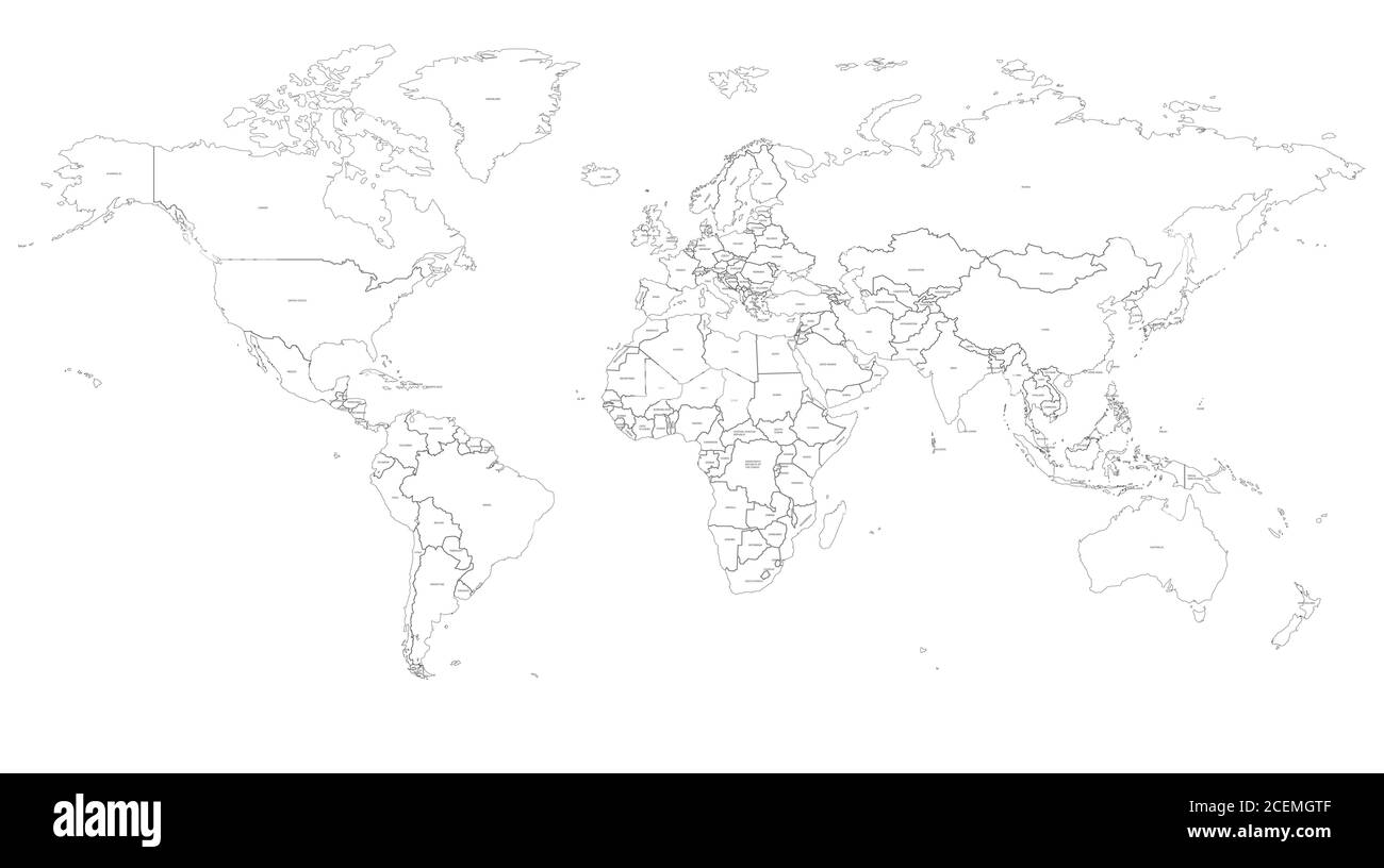 mappa del mondo. vettore mappa dettagliata dei paesi del mondo per sfondo infografico. Illustrazione Vettoriale