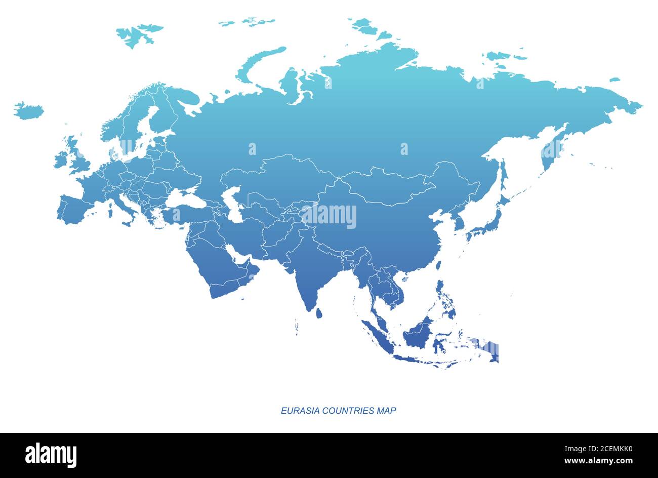 Eurasia Paesi Mappa vettoriale europa e asia continentale. Illustrazione Vettoriale